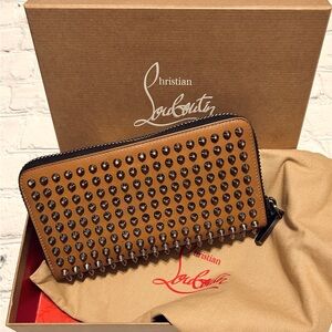 EUC Christian Louboutin Brown Zippy Long Wallet With Box & Dust Bag